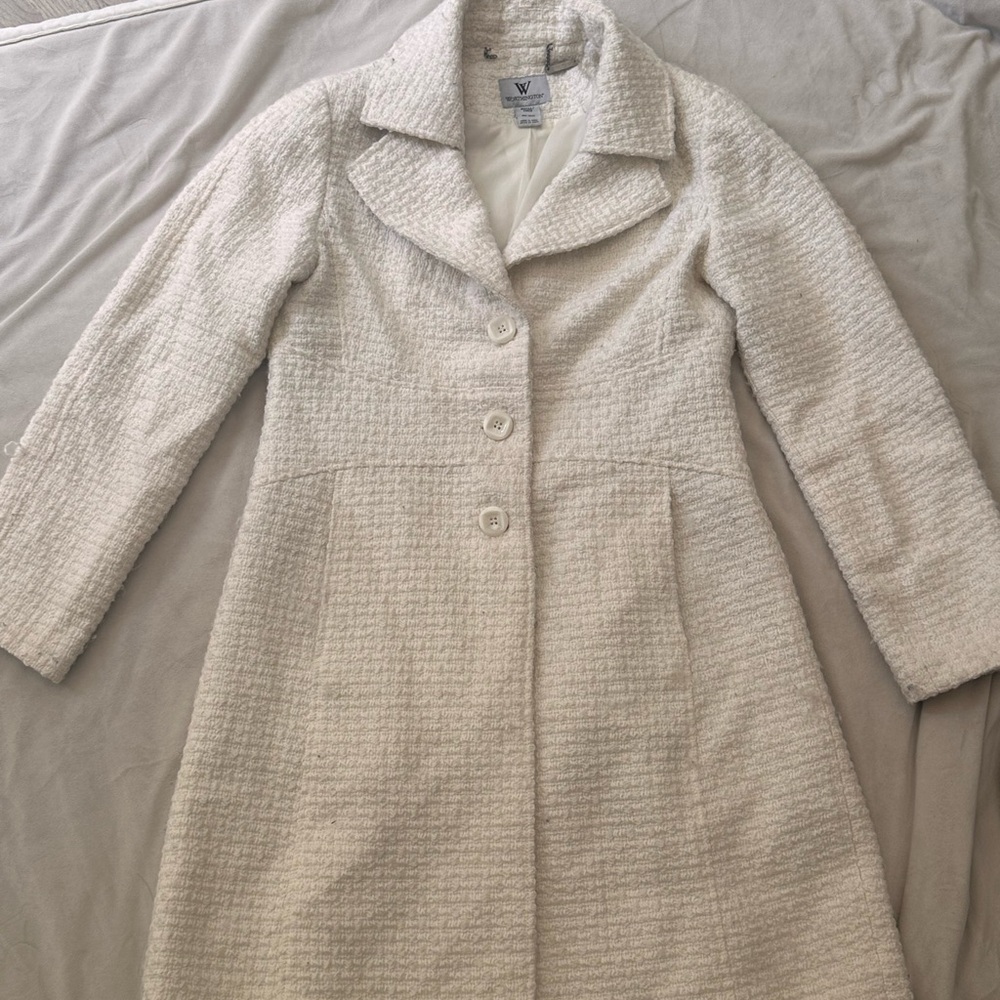 Worthington Wool Textured White Trench Coat